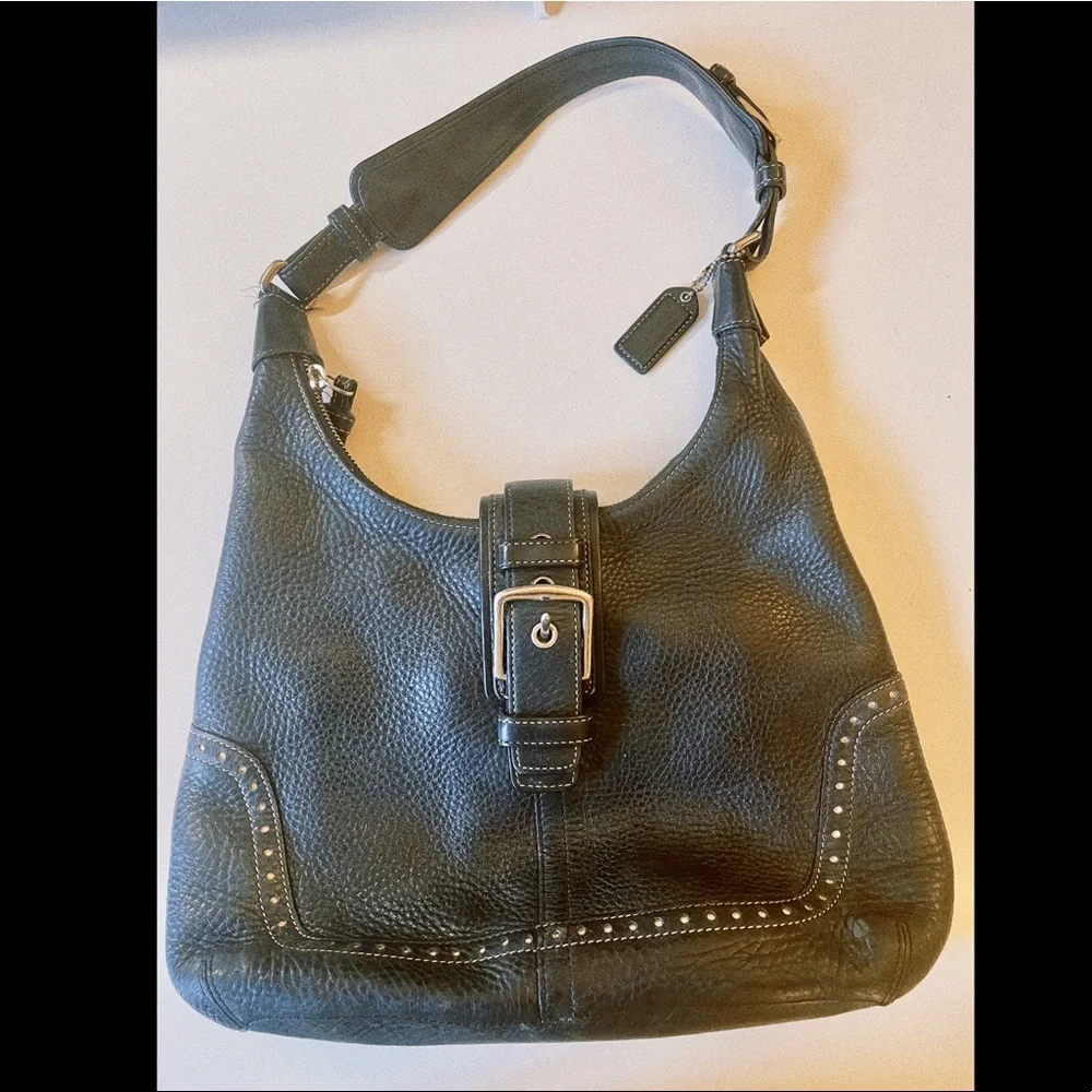 Vintage Coach Black Leather Shoulder Bag 5054 - Picture 1 of 9